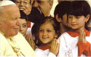 JPII with altar girls